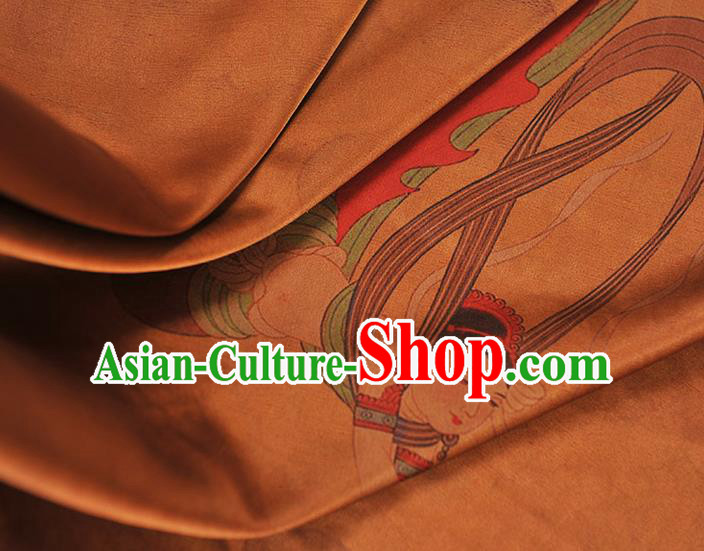 China Cheongsam Cloth Traditional Lotus Goddess Pattern Silk Fabric Classical Gambiered Guangdong Gauze