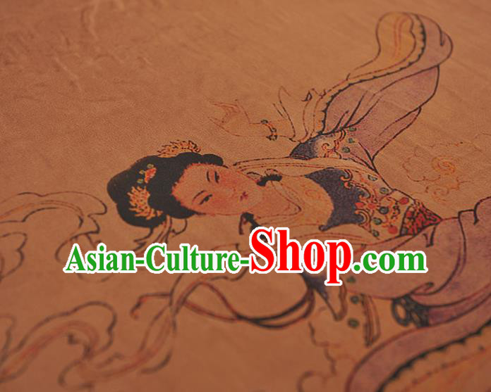 China Traditional Goddess Chang E Pattern Silk Fabric Classical Gambiered Guangdong Gauze Cheongsam Cloth