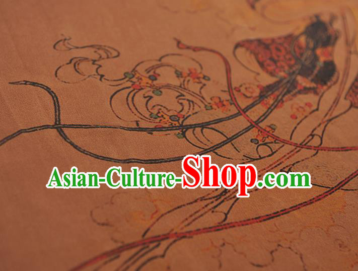 China Traditional Goddess Chang E Pattern Silk Fabric Classical Gambiered Guangdong Gauze Cheongsam Cloth