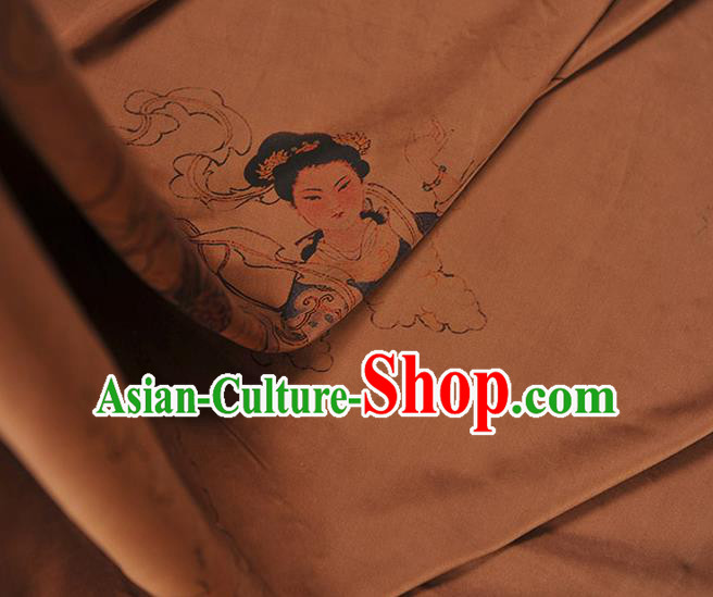China Traditional Goddess Chang E Pattern Silk Fabric Classical Gambiered Guangdong Gauze Cheongsam Cloth