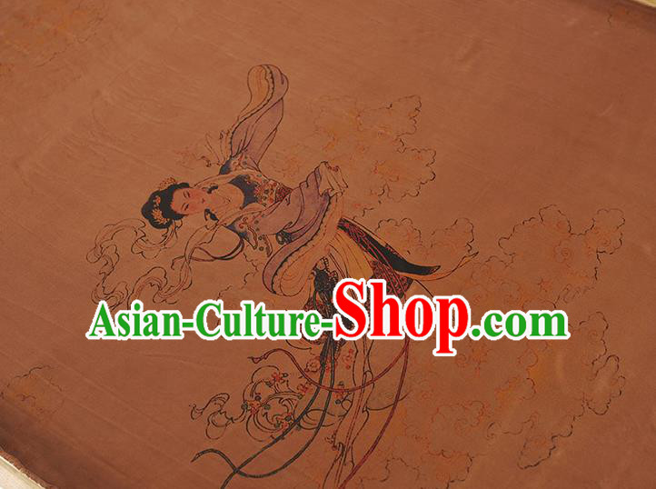 China Traditional Goddess Chang E Pattern Silk Fabric Classical Gambiered Guangdong Gauze Cheongsam Cloth