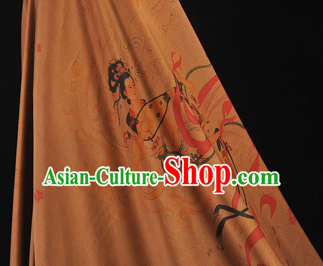 China Classical Gambiered Guangdong Gauze Cheongsam Cloth Traditional Lute Goddess Pattern Silk Fabric