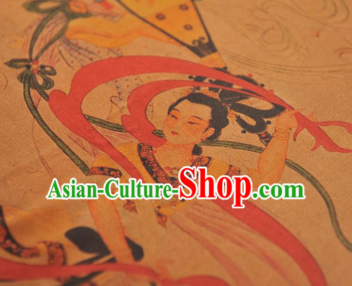China Classical Gambiered Guangdong Gauze Cheongsam Cloth Traditional Lute Goddess Pattern Silk Fabric