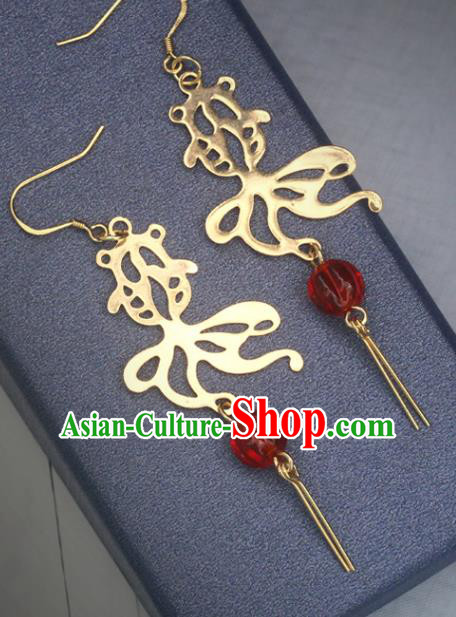 Handmade Chinese Traditional Hanfu Earrings National Goldfish Ear Accessories