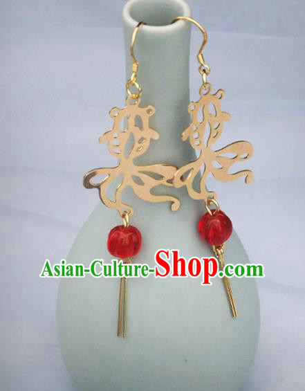 Handmade Chinese Traditional Hanfu Earrings National Goldfish Ear Accessories