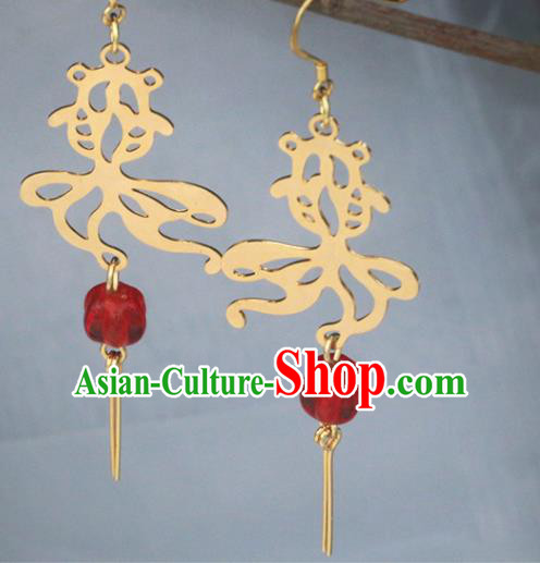 Handmade Chinese Traditional Hanfu Earrings National Goldfish Ear Accessories