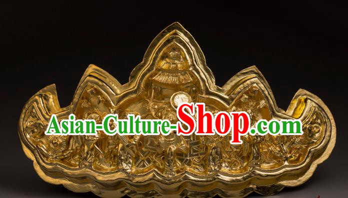 China Ancient Court Golden Hair Crown Handmade Hair Accessories Traditional Tang Dynasty Wedding Hairpin