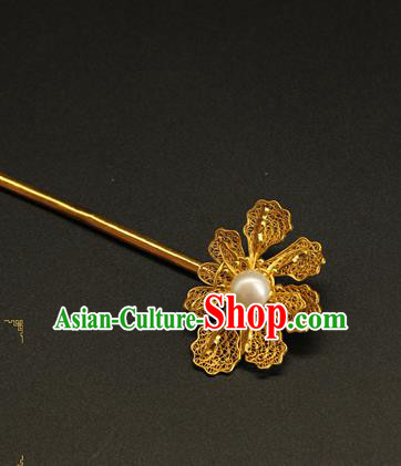 China Handmade Hair Accessories Ancient Ming Dynasty Empress Hairpin Traditional Gilding Hair Stick