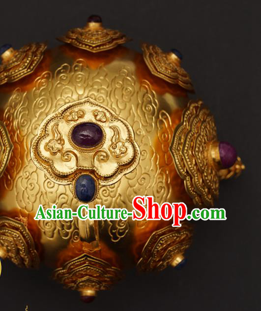China Handmade Ming Dynasty Emperor Jewelry Accessorie Ancient Royal King Hairdo Crown