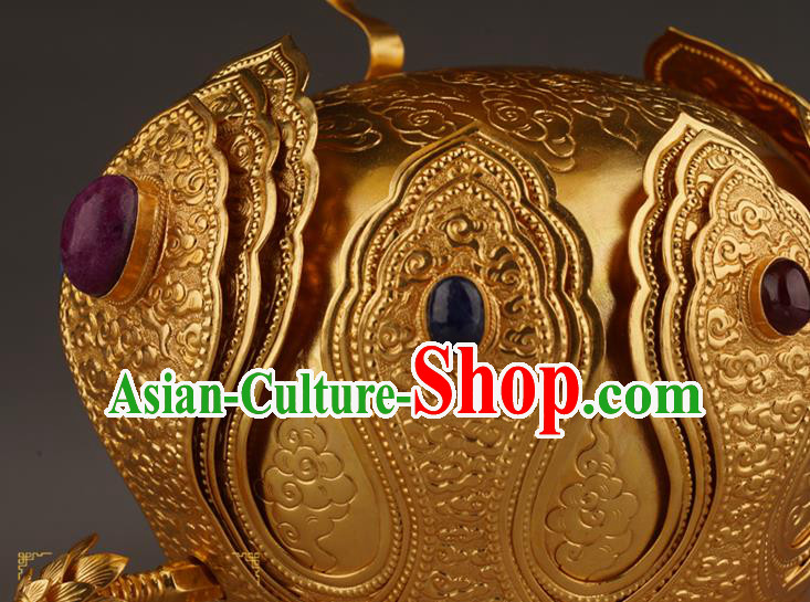 China Handmade Ming Dynasty Emperor Jewelry Accessorie Ancient Royal King Hairdo Crown