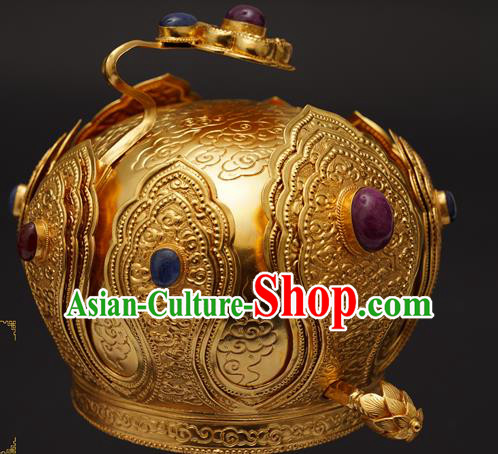 China Handmade Ming Dynasty Emperor Jewelry Accessorie Ancient Royal King Hairdo Crown