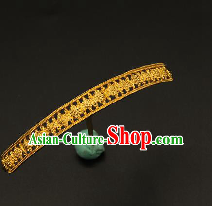 China Traditional Ming Dynasty Hair Accessories Ancient Empress Hairpin Handmade Palace Golden Hair Crown