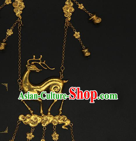 China Handmade Ming Dynasty Princess Golden Necklet Ancient Palace Lady Necklace Jewelry
