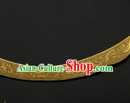 China Ancient Palace Lady Necklace Jewelry Handmade Ming Dynasty Princess Golden Necklet