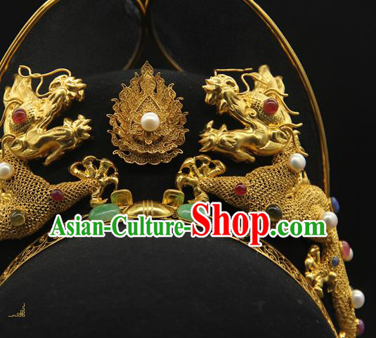 China Ancient Emperor Black Hat Handmade Ming Dynasty Imperial Lord Headwear