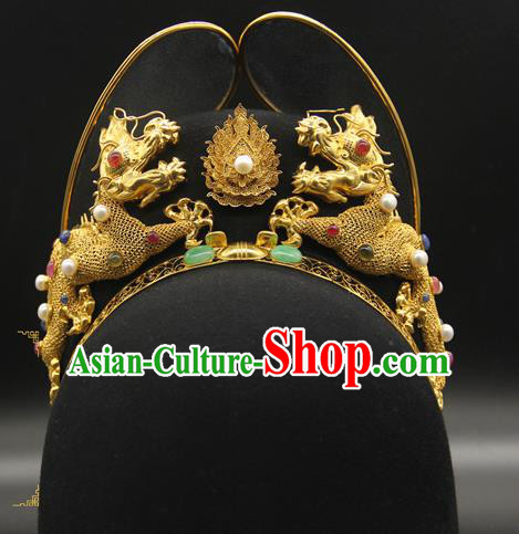 China Ancient Emperor Black Hat Handmade Ming Dynasty Imperial Lord Headwear