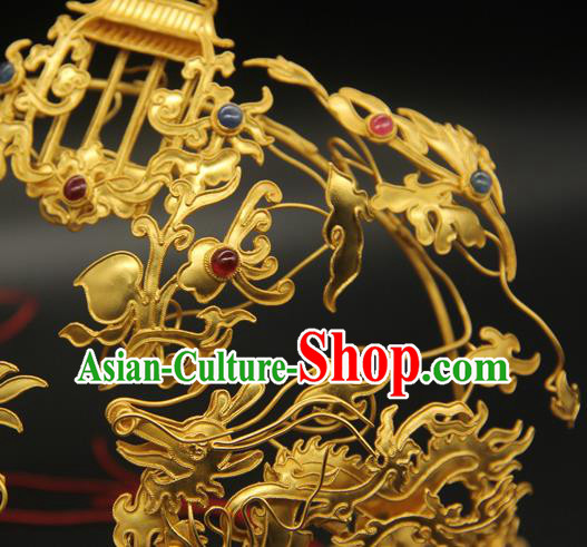 China Traditional Ming Dynasty Wedding Hair Crown Ancient Court Empress Hair Accessories Handmade Tassel Phoenix Coronet