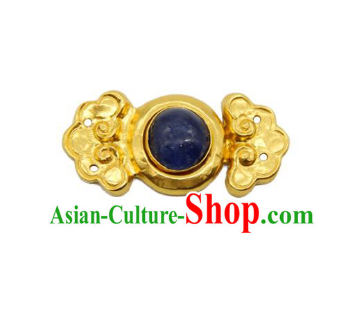 China Ming Dynasty Gilding Button Handmade Ancient Empress Costume Golden Buckle