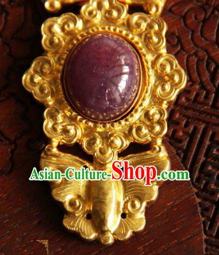 China Handmade Ancient Empress Costume Golden Buckle Ming Dynasty Gilding Butterfly Button