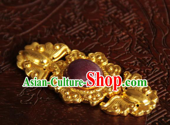 China Handmade Ancient Empress Costume Golden Buckle Ming Dynasty Gilding Butterfly Button