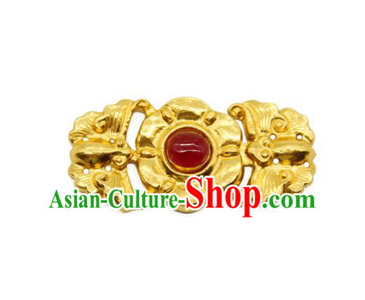 China Handmade Ming Dynasty Snap Fastener Gilding Button Ancient Costume Golden Buckle