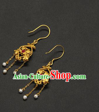 Handmade Chinese Traditional Song Dynasty Ear Jewelry Ancient Palace Tassel Earrings Accessories