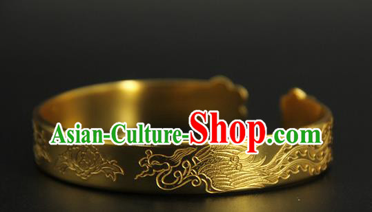 China Handmade Tang Dynasty Princess Golden Bracelet Ancient Palace Lady Jewelry