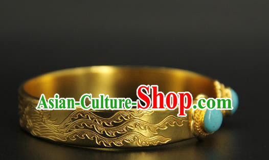 China Handmade Tang Dynasty Princess Golden Bracelet Ancient Palace Lady Jewelry