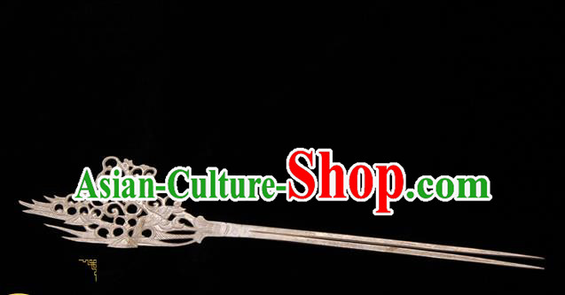 China Traditional Handmade Palace Hair Accessories Tang Dynasty Imperial Consort Silver Hairpin Ancient Hanfu Hair Stick