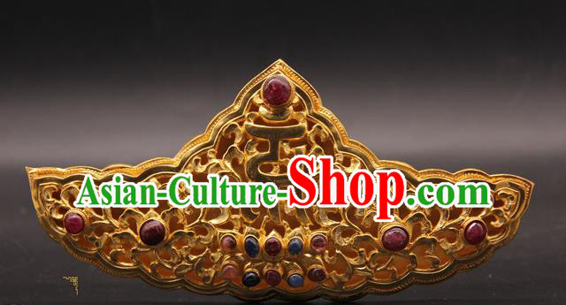 China Handmade Ming Dynasty Court Gems Hair Crown Traditional Wedding Hair Accessories Ancient Queen Golden Hairpin