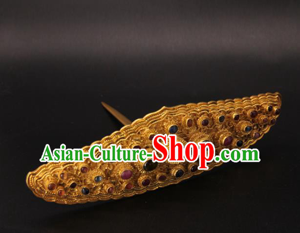 China Ancient Empress Hanfu Hairpin Handmade Palace Hair Accessories Traditional Ming Dynasty Gems Hair Crown