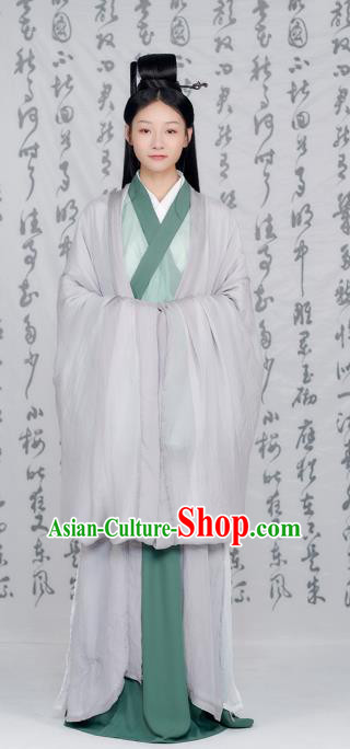 Traditional China Jin Dynasty Royal Princess Historical Clothing Ancient Female Swordsman Green Hanfu Dress Garment