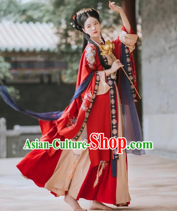 China Jin Dynasty Historical Clothing Traditional Wedding Embroidered Hanfu Dress Ancient Imperial Consort Costumes Full Set