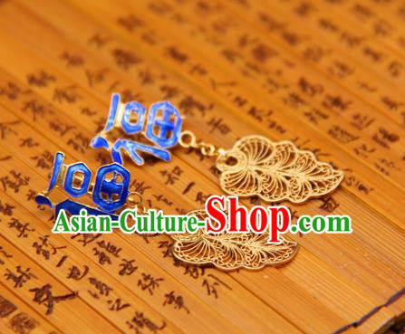 Handmade Traditional Court Cloisonne Ear Jewelry Chinese Ancient Qing Dynasty Queen Earrings Accessories