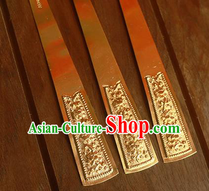 China Ancient Song Dynasty Empress Hairpin Traditional Palace Hair Jewelry Handmade Court Golden Hair Stick