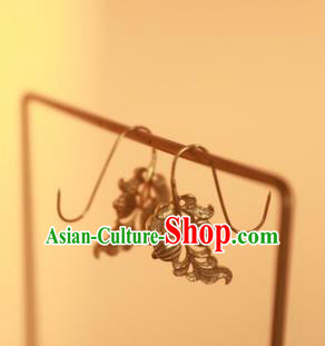 Handmade Traditional Court Empress Ear Jewelry Chinese Ancient Song Dynasty Golden Earrings Accessories