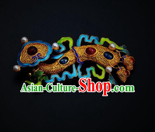 Handmade Chinese Ancient Empress Filigree Brooch Jewelry Traditional Qing Dynasty Court Cloisonne Breastpin Accessories