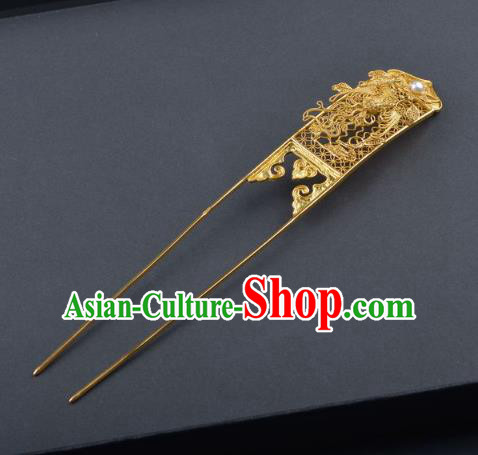 Traditional China Ancient Empress Filigree Phoenix Hairpin Qing Dynasty Hair Stick Handmade Palace Hair Ornament