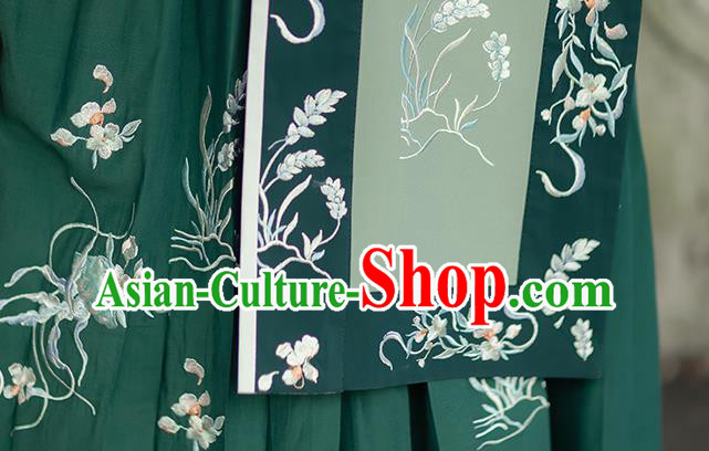China Song Dynasty Young Lady Historical Clothing Ancient Village Girl Costumes Traditional Green Hanfu Dress