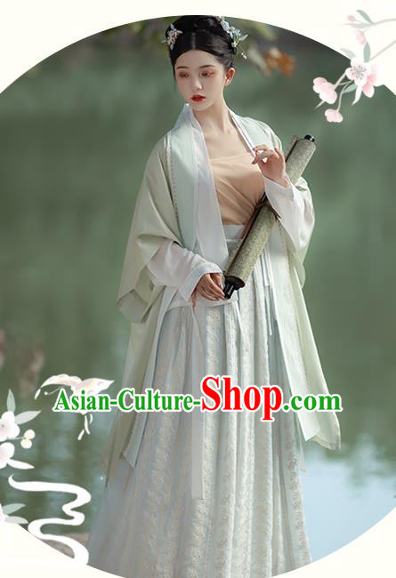 China Ancient Noble Lady Hanfu Dress Costumes Traditional Song Dynasty Young Beauty Historical Clothing