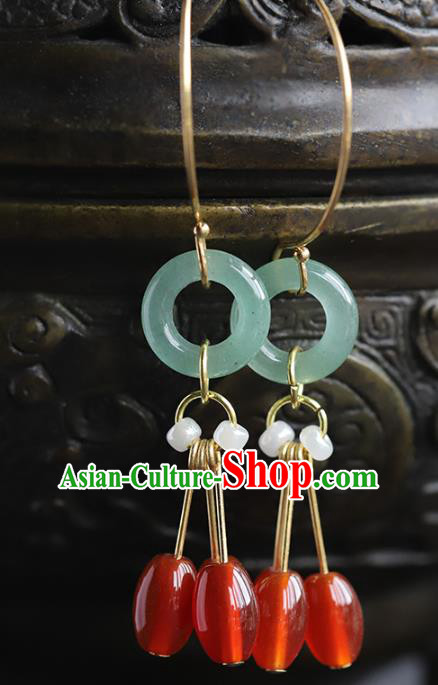 Handmade Chinese Traditional Wedding Agate Beads Ear Accessories Ancient Empress Jade Earrings