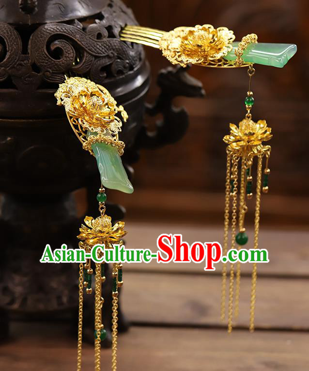 Traditional China Ancient Bride Hade Hairpins Wedding Hair Ornament Handmade Hair Comb Full Set