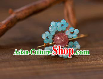 Handmade Chinese Ancient Bride Blue Beads Earrings Jewelry Traditional Wedding Amethyst Ear Accessories
