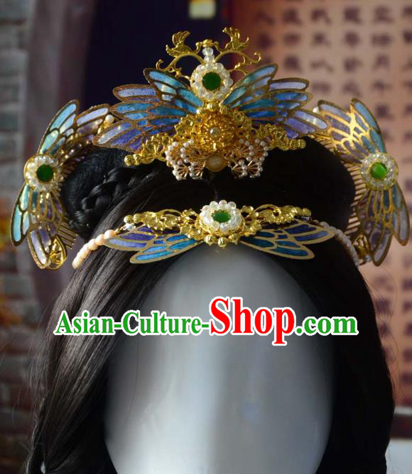 Traditional China Ancient Princess Hair Comb Wedding Hair Ornament Handmade Hairpins Full Set