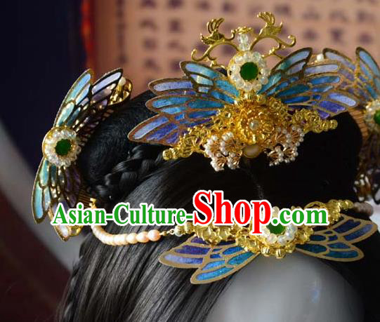 Traditional China Ancient Princess Hair Comb Wedding Hair Ornament Handmade Hairpins Full Set