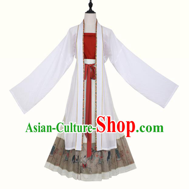 China Traditional Hanfu Dress Song Dynasty Historical Clothing Ancient Young Mistress Costumes
