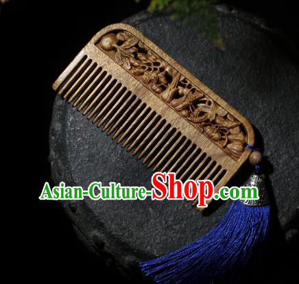 China Handmade Hair Accessories Wood Hairpin Traditional National Carving Nanmu Hair Comb