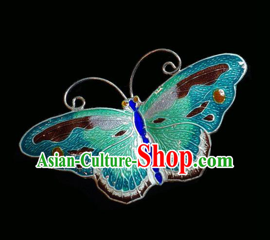 China Jewelry Accessories Ancient Court Queen Breastpin Traditional Qing Dynasty Enamel Butterfly Brooch