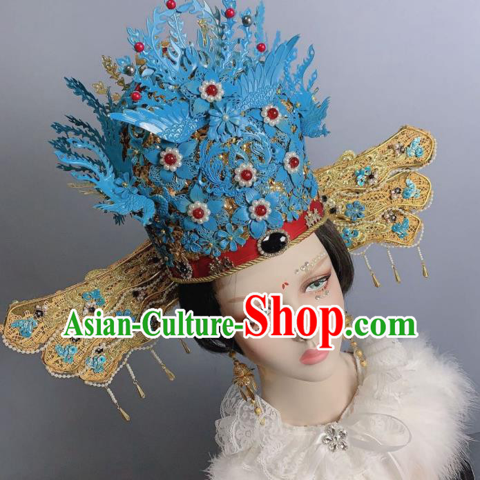 China Traditional Ming Dynasty Court Queen Luxury Hat Wedding Headwear Ancient Imperial Empress Phoenix Coronet