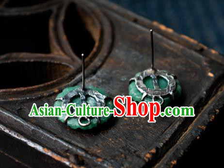 China Handmade Jade Ear Accessories National Earrings Traditional Ear Stud Jewelry